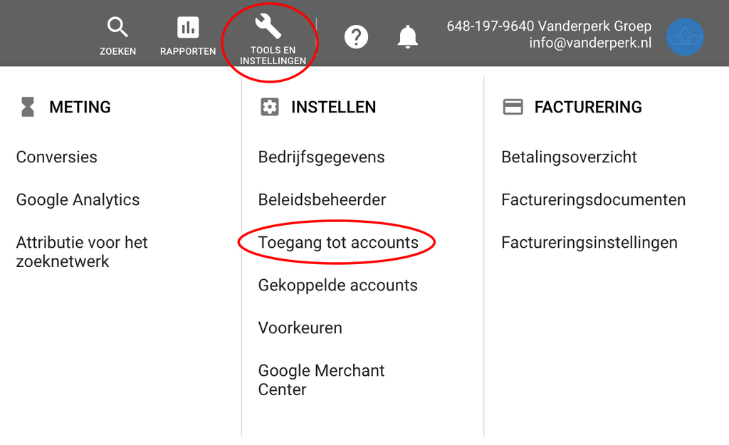 Toegangsverzoek Google Ads accepteren